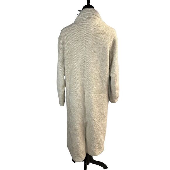 Zara Double Breasted herringbone print Beige Lapels Coat Medium - Picture 5 of 12